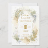 Invitation Lovely Spring Green & Beige Floral Arch Wedding (Devant)