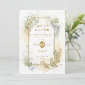 Invitation Lovely Spring Green & Beige Floral Arch Wedding (Debout devant)