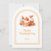 Invitation Lovely Thanksgiving Cupcakes Photo Family (Devant)