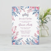 Invitation Lovely Twins Botanical Frame Tiara Spanish Photo (Debout devant)