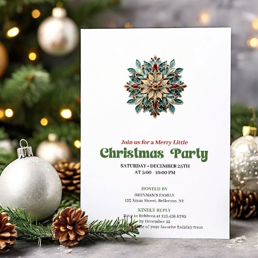 Invitation Lovely Victorian Christmas snowflake party invite