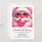 Invitation Lovely Watercolor Pink Santa Bubble Gum Christmas (Devant)