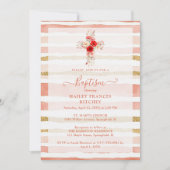 Invitation Lovely Wildflowers Christian Cross Baptism (Devant)