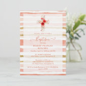 Invitation Lovely Wildflowers Christian Cross Baptism (Debout devant)