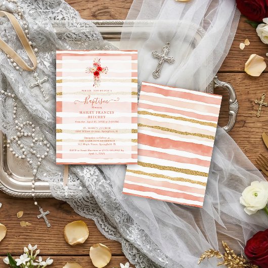 Invitation Lovely Wildflowers Christian Cross Baptism