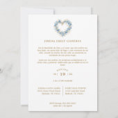 Invitation Lovely XVs Floral Blue & Gold Heart Shape Wreath (Dos)