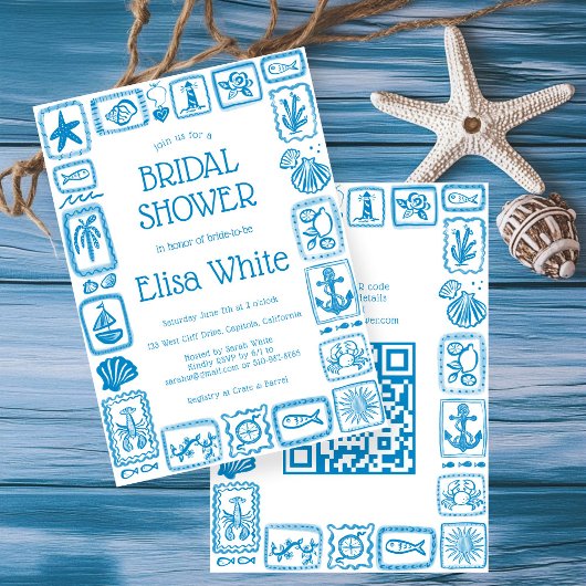 Invitation LoveNotes from Sea Fête des mariées Modern CUSTOM 