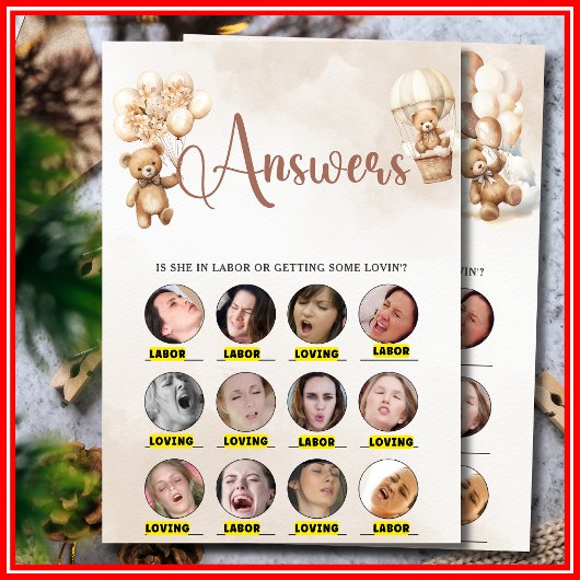 Invitation LOVING OU Baby shower DU TRAVAIL JEU MÊME Ours