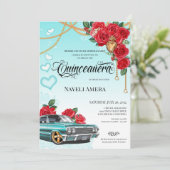 Invitation Lowrider Chola Chicano Red Rose Quinceanera (Debout devant)