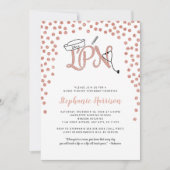 Invitation LPN infirmière graduation rose d'or confetti pinni (Devant)