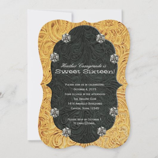 Invitation L'Sweet sixteen de la fille-fille Rhinestone (Devant)