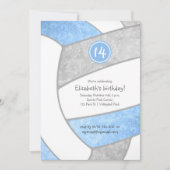 Invitation lt bleu gris volleyball filles fête sportive (Devant)