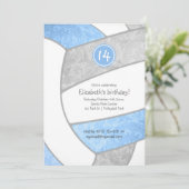 Invitation lt bleu gris volleyball filles fête sportive (Debout devant)