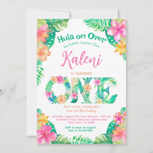 Invitation Luau 1er anniversaire (Devant)