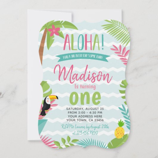 Invitation Luau 1er anniversaire (Devant)