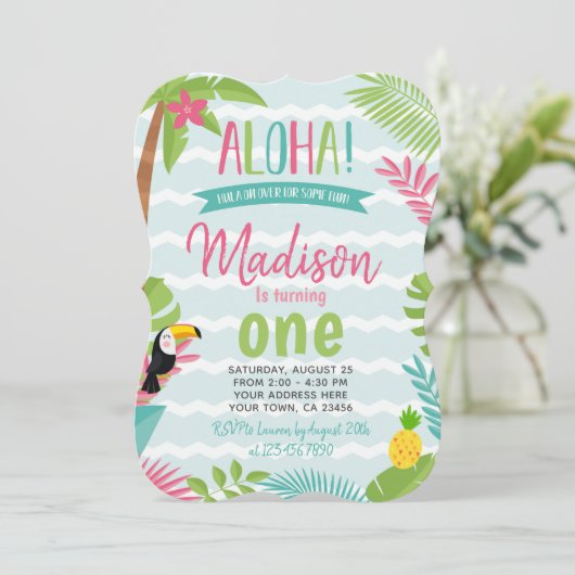 Invitation Luau 1er anniversaire (Debout devant)