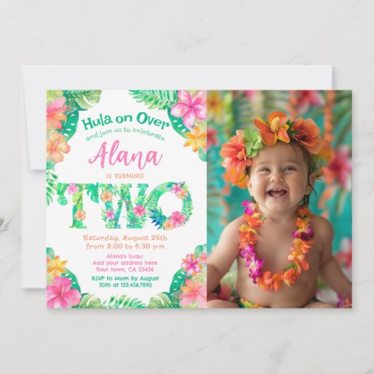 Invitation Luau 2e anniversaire (Devant)