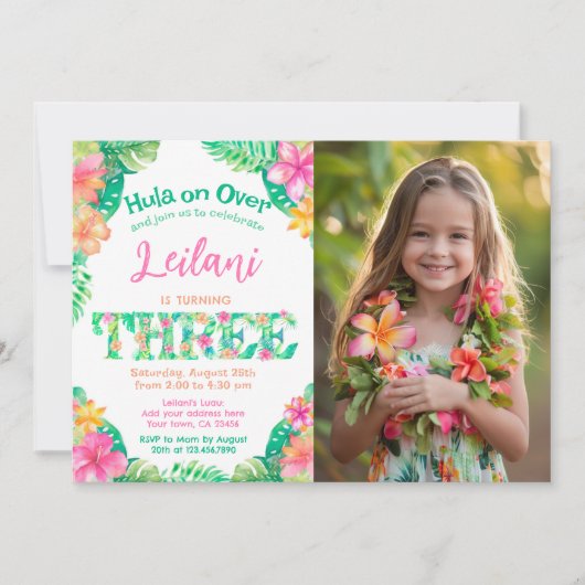 Invitation Luau 3e anniversaire (Devant)