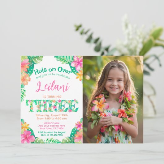 Invitation Luau 3e anniversaire (Debout devant)