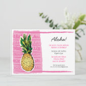 Invitation Luau à l'ananas rose (Debout devant)