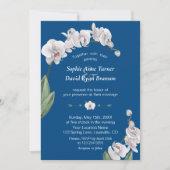 Invitation Luau Aquarelle Orchidée blanche Mariage bleu class (Devant)