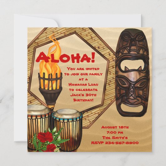 Invitation Luau Birthday Party Hawaii Luau Party (Devant)