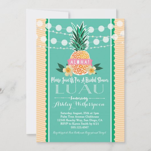 Invitation Luau Bridal Shower (Devant)