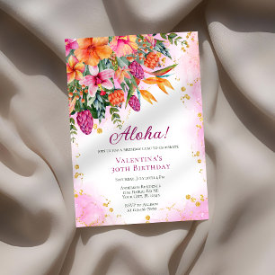 Invitation Luau Colorful Tropical Floral fête d'anniversaire 