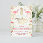 Invitation luau d'anniversaire tropical flamand (Debout devant)