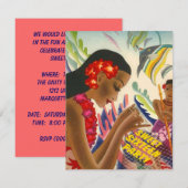 INVITATION LUAU DE FÊTE D'ANNIVERSAIRE DU BONBON (Devant / Derrière)