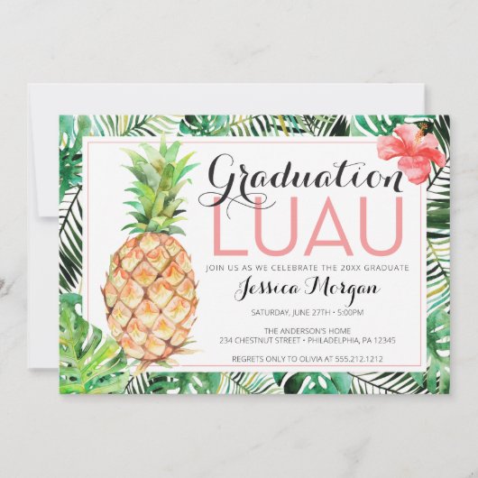 Invitation Luau de fin d'études Pinède Tropicale avec Photo (Devant)