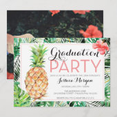 Invitation Luau de fin d'études Pinède Tropicale avec Photo I (Devant / Derrière)