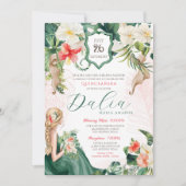 Invitation Luau Emerald Island Tropical Quinceanera Floral (Devant)