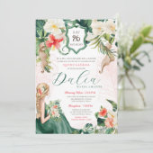 Invitation Luau Emerald Island Tropical Quinceanera Floral (Debout devant)