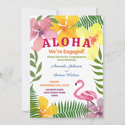 Invitation Luau Engagement Party QR Code (Devant)