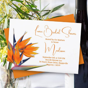 Invitation Luau Fête des mariées Orange Oiseau du Paradis Des