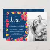 Invitation Luau - Fête Tropicale Hawaïenne avec Ph (Devant / Derrière)