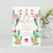 Invitation luau flamant rose (Debout devant)