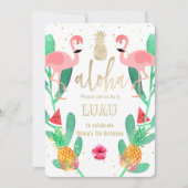 Invitation luau flamant rose (Devant)