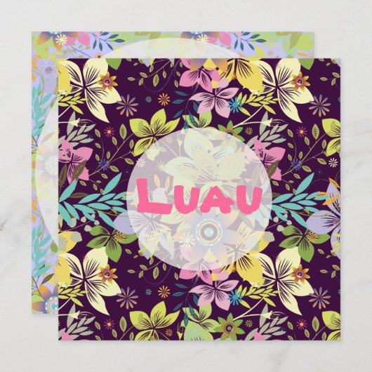 Invitation Luau, Fleurs, DO-IT-YOURSELF couleur arrière - pla (Devant / Derrière)