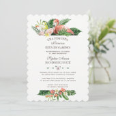 Invitation Luau Fleurs tropicales Invitación de Baby shower (Debout devant)