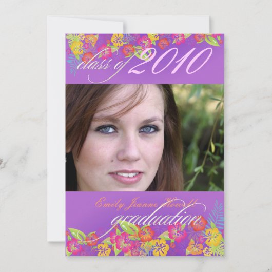 Invitation Luau/ Fleurs tropicales Parti de la graduation (Devant)