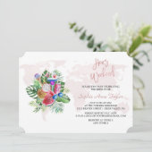 Invitation Luau Floral Rose Gold Bachelorette Hens Week-end (Debout devant)
