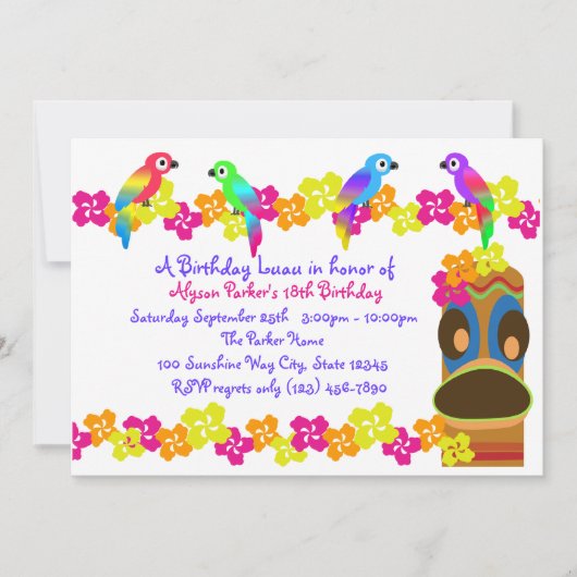 Invitation Luau hawaïen (Devant)