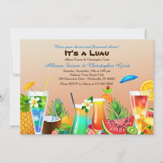 Invitation Luau Hawaïen (Devant)