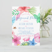 Invitation Luau Hawaii fête d'engagement floral tropical (Debout devant)
