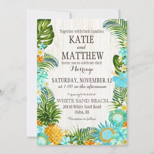 Invitation Luau Hawaiian Beach Mariage rustique (Devant)