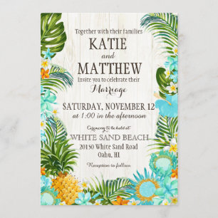 Invitation Luau Hawaiian Beach Mariage rustique