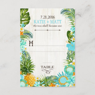 Invitation Luau Hawaiian Mariage Beach Rustic Place Card