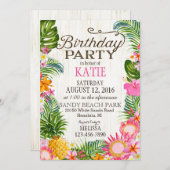 Invitation Luau Hawiian Beach Fête d'anniversaire rustique (Devant / Derrière)